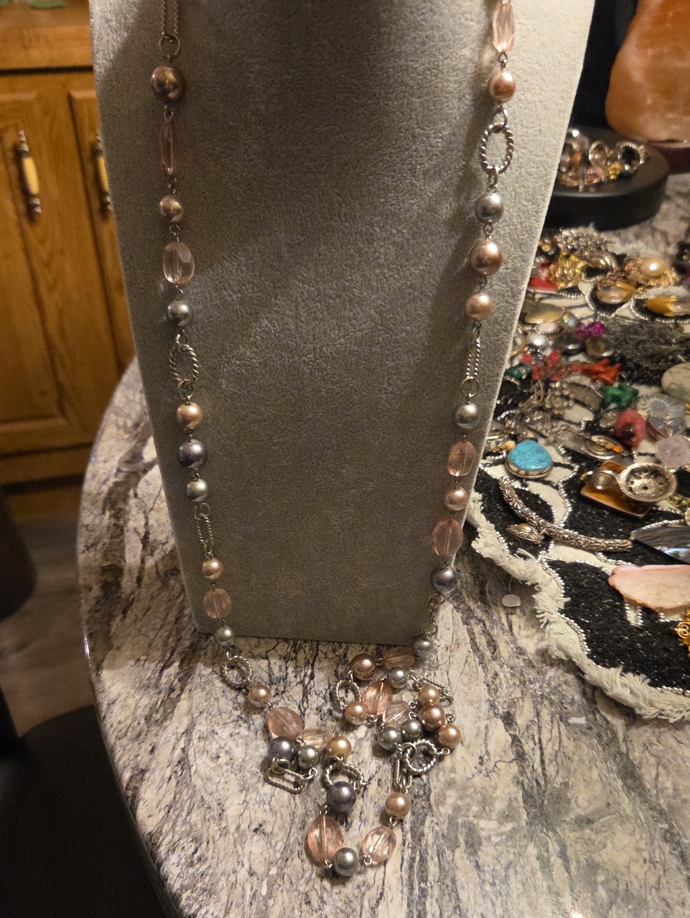 Multi-Tone Beaded Long Necklace